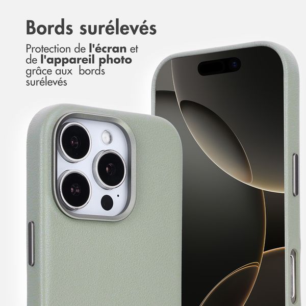 Accezz Coque arrière en cuir avec MagSafe Apple iPhone 16 Pro - Light Grey