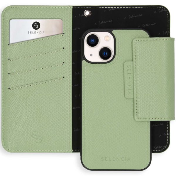 Selencia Etui portefeuille serpent amovible iPhone 13 - Vert