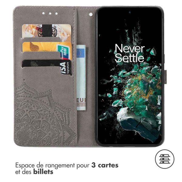 imoshion Etui de téléphone portefeuille Mandala OnePlus 10T - Gris