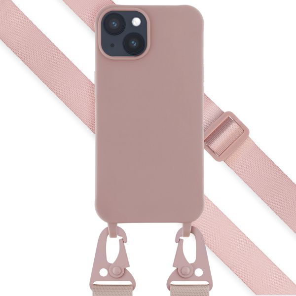 Selencia Coque silicone avec cordon amovible iPhone 14 - Sand Pink