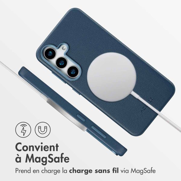 Accezz Coque arrière en cuir avec Magsafe Samsung Galaxy S25 - Nightfall Blue