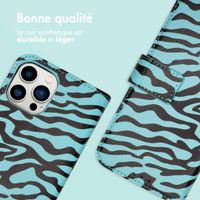 imoshion Étui de télephone portefeuille Design Apple iPhone 12 (Pro) - Black Blue Stripes