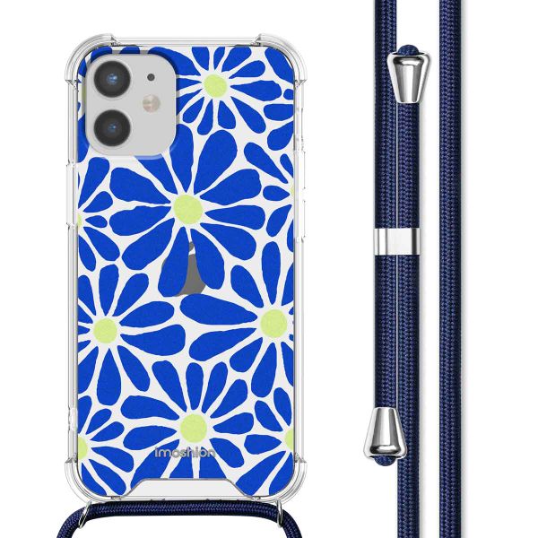 imoshion Coque Design avec cordon Apple iPhone 12 Mini - Cobalt Blue Flowers Connect