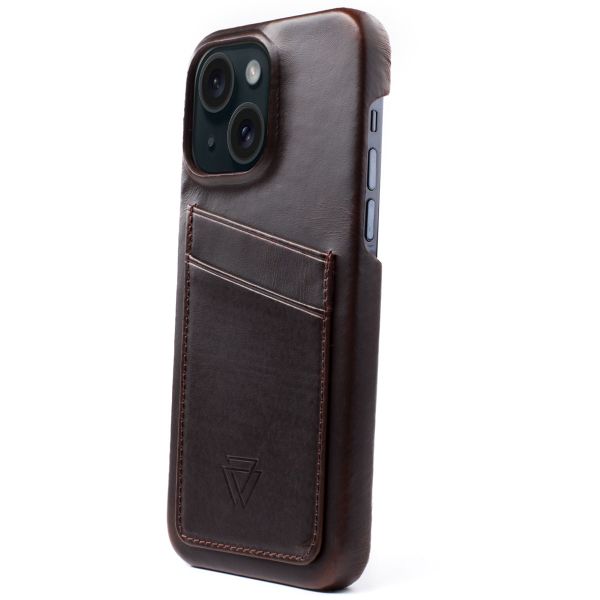 Wachikopa Coque Full Wrap C.C. avec 2 porte-cartes iPhone 15 - Dark Brown