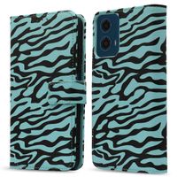 imoshion Étui de téléphone portefeuille Design Motorola Moto G34 - Black Blue Stripes