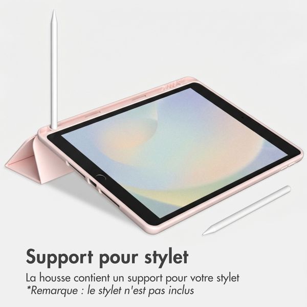 Accezz Coque tablette portefeuille Smart Silicone Apple iPad 9 (2021) 10.2 pouces / iPad 8 (2020) 10.2 pouces / iPad 7 (2019) 10.2 pouces - Rose