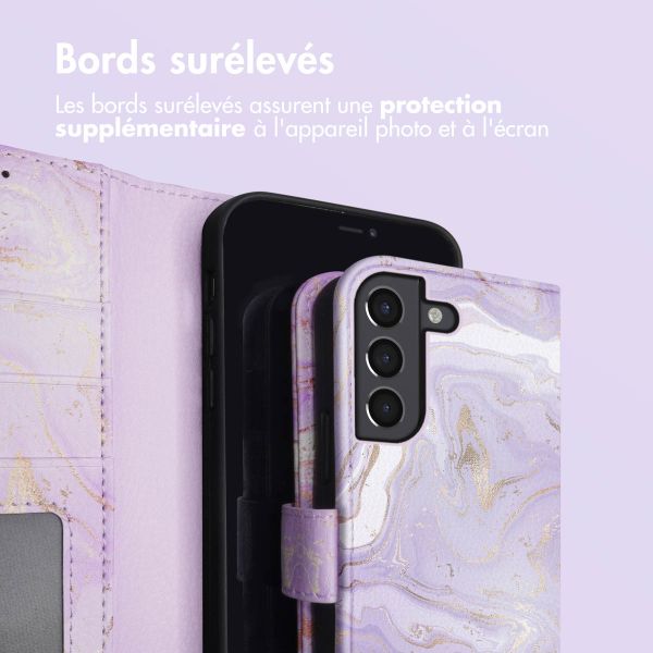 imoshion Étui de téléphone portefeuille Design Samsung Galaxy S21 - Purple Marble