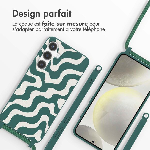 imoshion Coque design en silicone avec cordon Samsung Galaxy S24 Plus - Petrol Green Groovy