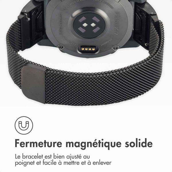 imoshion Bracelet QuickFit® Milanais  - Connexion Garmin 20 mm - Taille L/XL - Noir