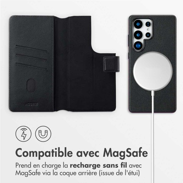 Accezz Étui de téléphone portefeuille en cuir 2-en-1 avec MagSafe Samsung Galaxy S25 Ultra - Onyx Black