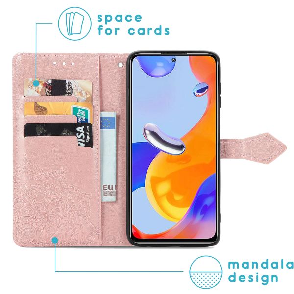 imoshion Etui de téléphone portefeuille Mandala Xiaomi Redmi Note 11 Pro - Rose Dorée