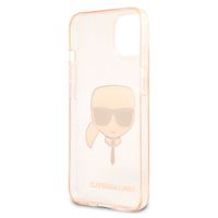 Karl Lagerfeld Coque arrière Karl's Head Silicone Glitter iPhone 13 Mini - Transparent Dorée