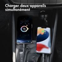 Accezz Chargeur voiture avec câbles rétractables – USB-C / Lightning – 57W – Noir