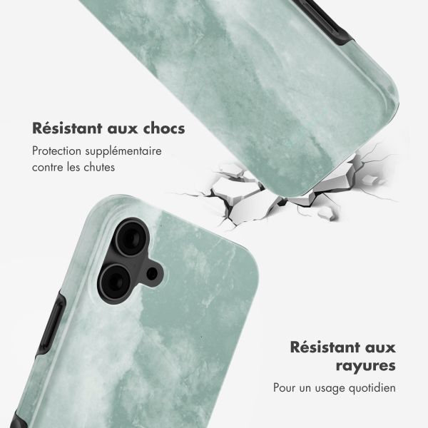 Selencia Coque arrière Vivid Tough avec MagSafe iPhone 16 - Marble Grayed Jade