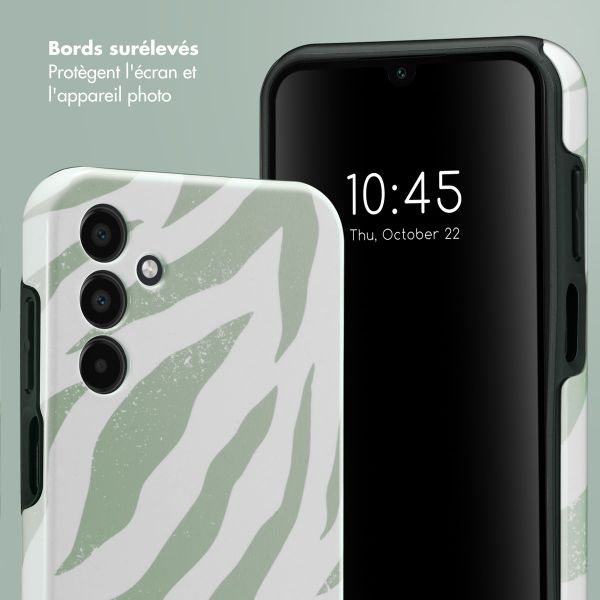 Selencia Coque arrière Vivid Samsung Galaxy A15 (5G/4G) - Colorful Zebra Sage Green