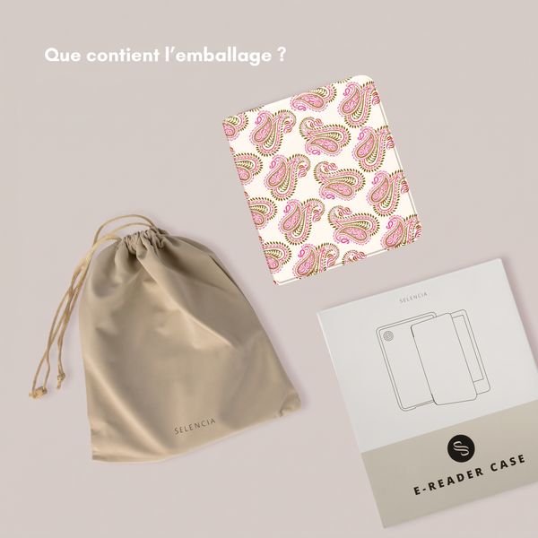 Selencia Étui de liseuse portefeuille Vivid Kobo Libra Colour - Paisley Blush