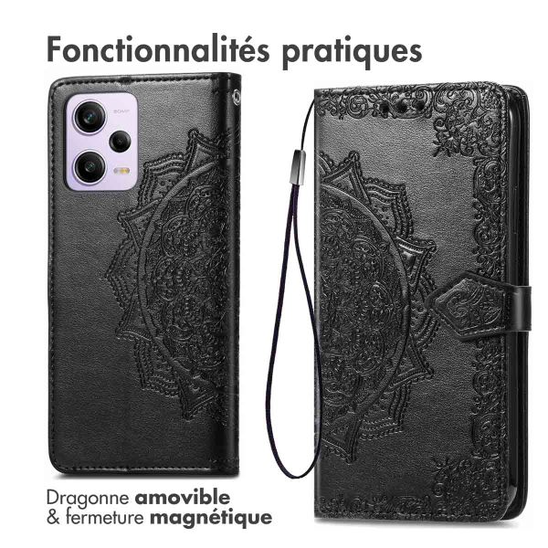 imoshion Etui de téléphone portefeuille Mandala Xiaomi Redmi Note 12 Pro - Noir