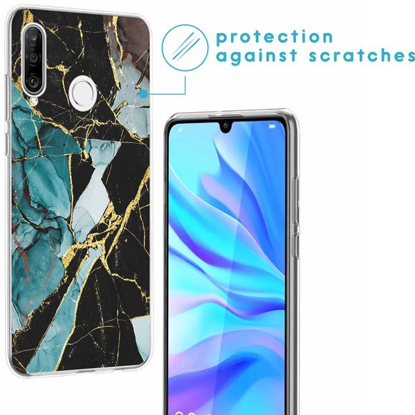 imoshion Coque Design Huawei P30 Lite - Marbre - Bleu