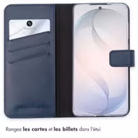 Selencia Étui portefeuille en cuir véritable Samsung Galaxy S26 - Bleu foncé