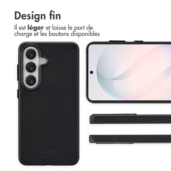 Accezz Coque arrière en cuir avec MagSafe Samsung Galaxy S26 - Onyx Black