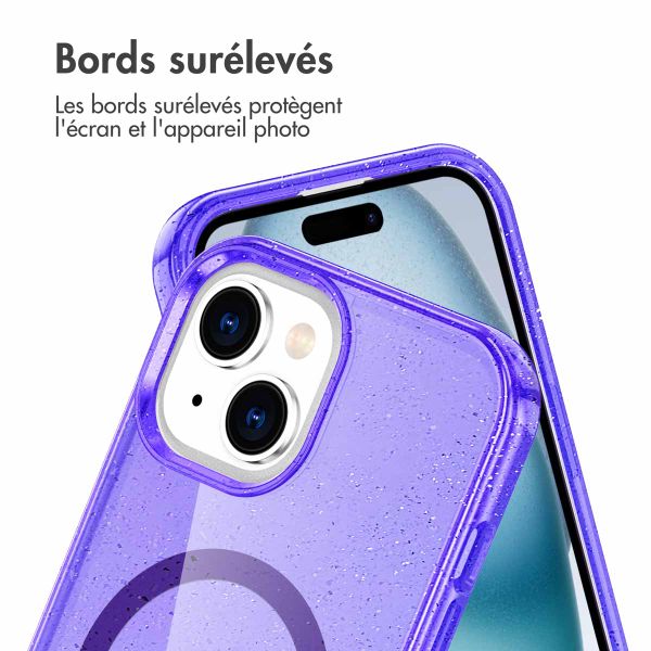 imoshion Coque Pailletée avec MagSafe Apple iPhone 15 - Paillettes Violet