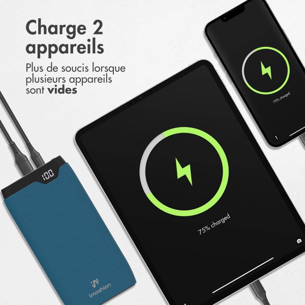 imoshion Batterie externe - 10.000 mAh - Quick Charge et Power Delivery - Bleu