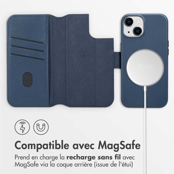 Accezz Étui de télephone portefeuille en cuir 2-en-1 avec MagSafe Apple iPhone 14 - Nightfall Blue