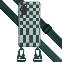 Selencia ﻿Coque design en silicone avec cordon amovible Samsung Galaxy S20 FE - Irregular Check Green