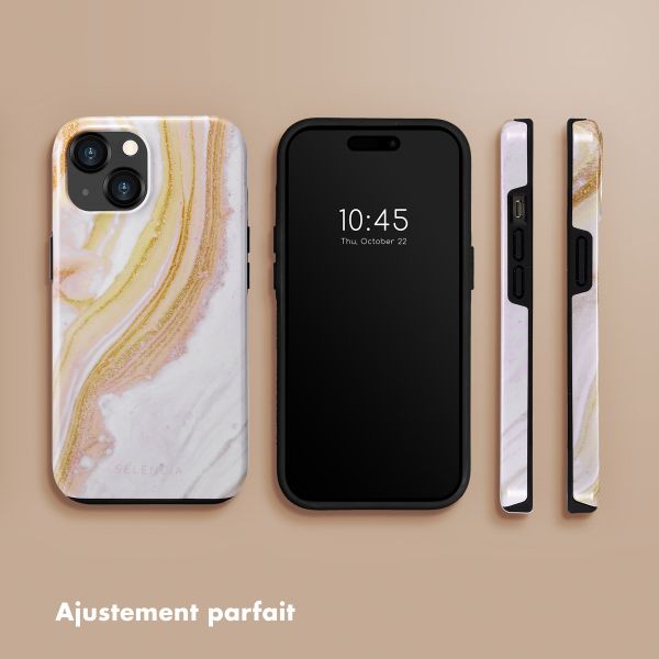 Selencia Coque arrière Vivid Tough iPhone 15  - Chic Marble Gold