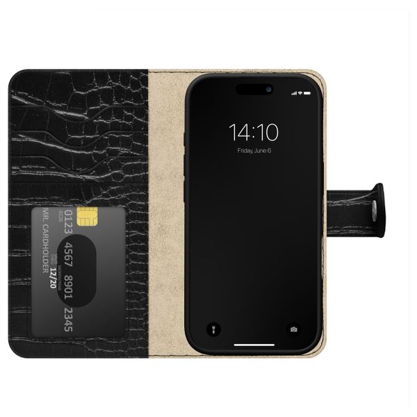 iDeal of Sweden Magnet Wallet+ Étui portefeuille Apple iPhone 16 - Black Croco