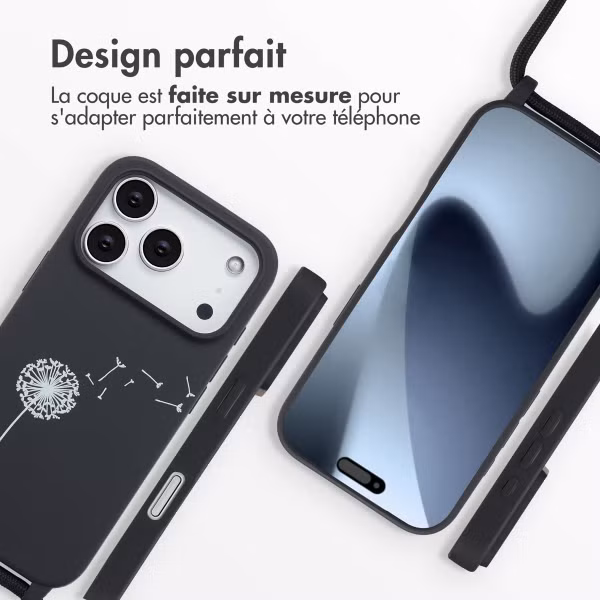 imoshion Coque design en silicone avec cordon Apple iPhone 17 Pro - Dandelion Black
