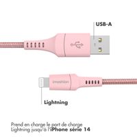 imoshion ﻿Câble Lightning vers USB - Non MFi - Textile tressé - 1 mètre - Rose