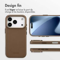 Accezz Coque arrière en cuir avec MagSafe Apple iPhone 17 Pro - Marron café