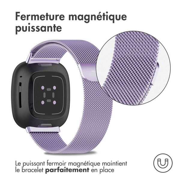 imoshion Bracelet magnétique milanais Fitbit Versa 3 - Taille S - Violet