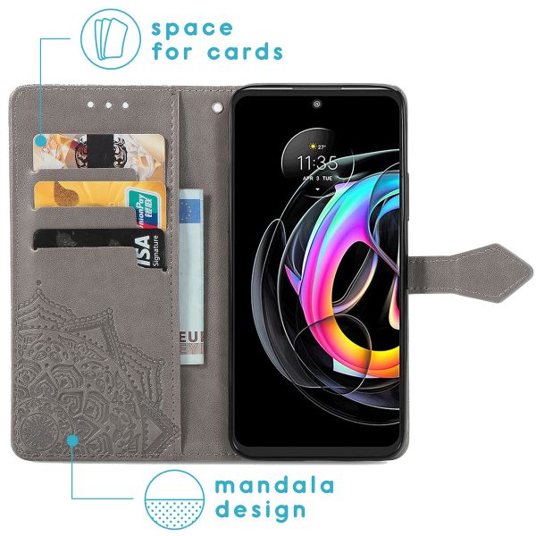 imoshion Etui de téléphone portefeuille Mandala Motorola Moto Edge 20 Lite - Gris