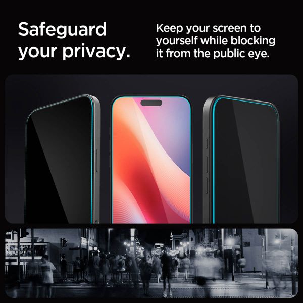 Spigen Protection d'écran en verre trempé GLAStR Privacy Applicator Apple iPhone 16 Pro Max / 17 Pro Max