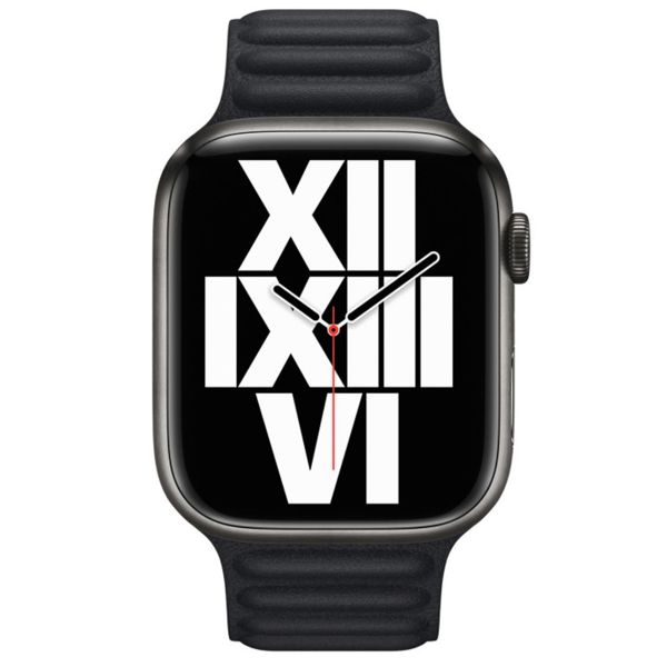 Apple Bracelet Leather Link Apple Watch Series 1 t/m 9 / SE (38/40/41 mm) | Series 10 / 11 (42 mm) - Taille M/L - Midnight