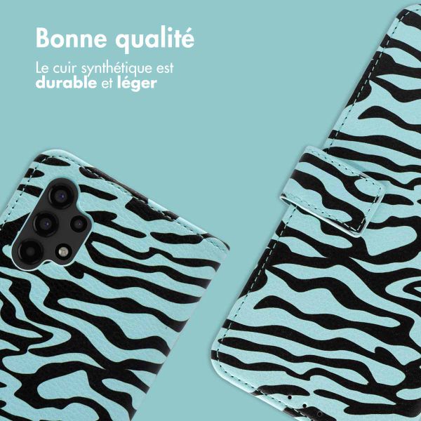 imoshion Étui de télephone portefeuille Design Samsung Galaxy A13 (4G) - Black Blue Stripes