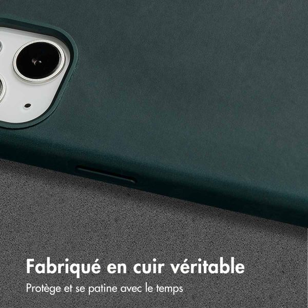 Accezz Coque MagSafe en cuir vintage Apple iPhone 13 - Smokey Green