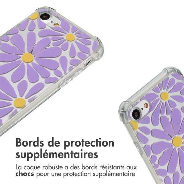 imoshion Coque Design avec cordon Apple iPhone SE (2022 / 2020) / 8 / 7 - Tropical Violet Flowers Connect