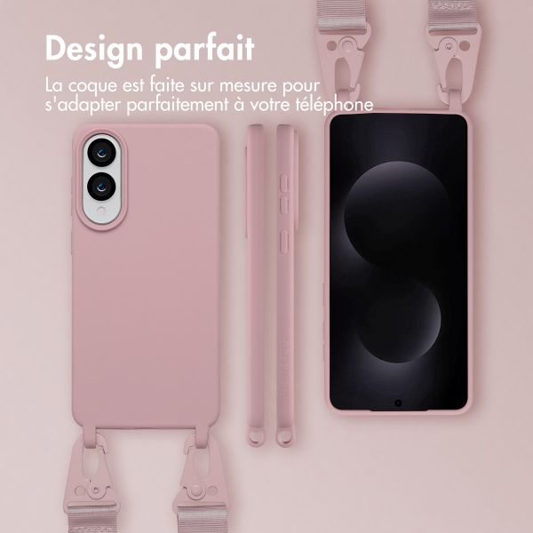 Selencia Coque silicone avec cordon amovible Samsung Galaxy S25 Edge - Sand Pink