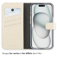 Selencia Étui portefeuille en cuir véritable Apple iPhone 15 - Greige