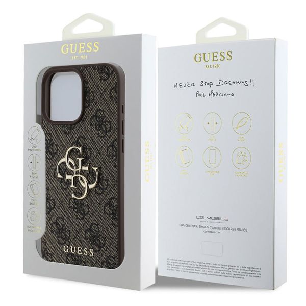 Guess Coque 4G Metal Logo Backcover Apple iPhone 16 Pro Max - Marron