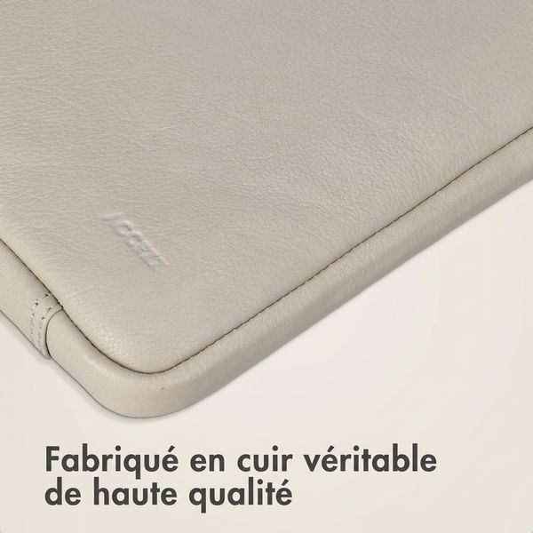 Accezz Pochette ordinateur Leather avec fermeture éclair 15-16 pouces - Beige