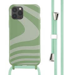 imoshion Coque design en silicone avec cordon Apple iPhone 11 Pro - Retro Green