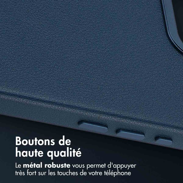 Accezz Coque arrière en cuir avec MagSafe Apple iPhone 16e - Nightfall Blue
