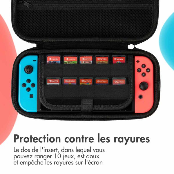 imoshion Etui Nintendo Switch avec poche zippée - Etui Nintendo Switch (OLED) avec poignée - Noir