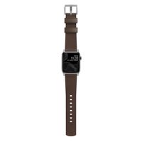 Nomad Bracelet moderne en cuir Apple Watch Series 1 t/m 9 / SE (38/40/41 mm) | Series 10 / 11 (42 mm) - Brown / Silver