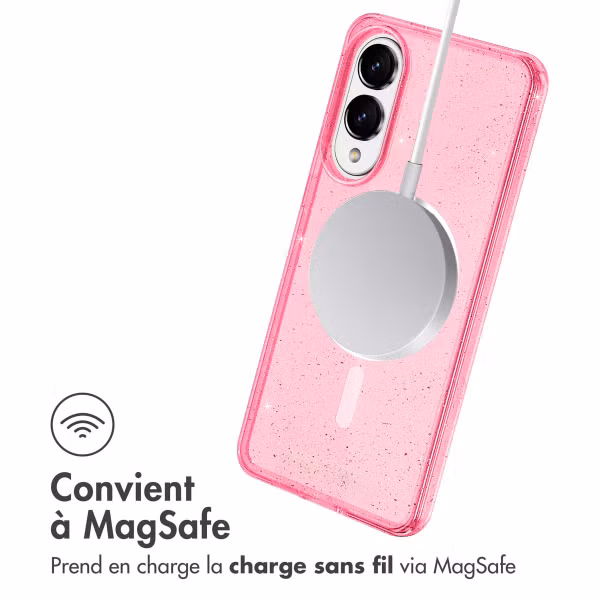 imoshion Coque Pailletée avec MagSafe Samsung Galaxy S25 Edge - Rose