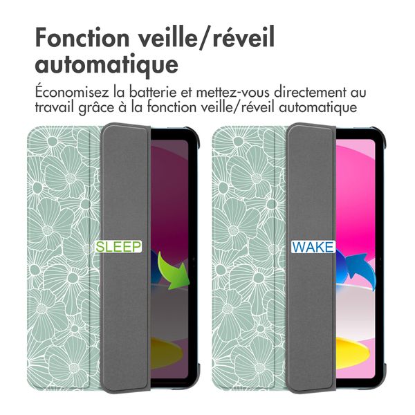 imoshion Coque tablette Design Trifold Apple iPad 11 (2025) 11 pouces A16 / iPad 10 (2022) 10.9 pouces - Botanica